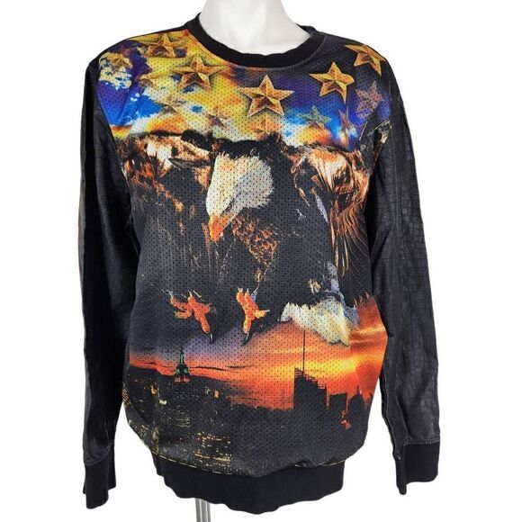 Vintage Royal Army Eagle City print croc long sleeve top Size XL - Picture 6 of 9